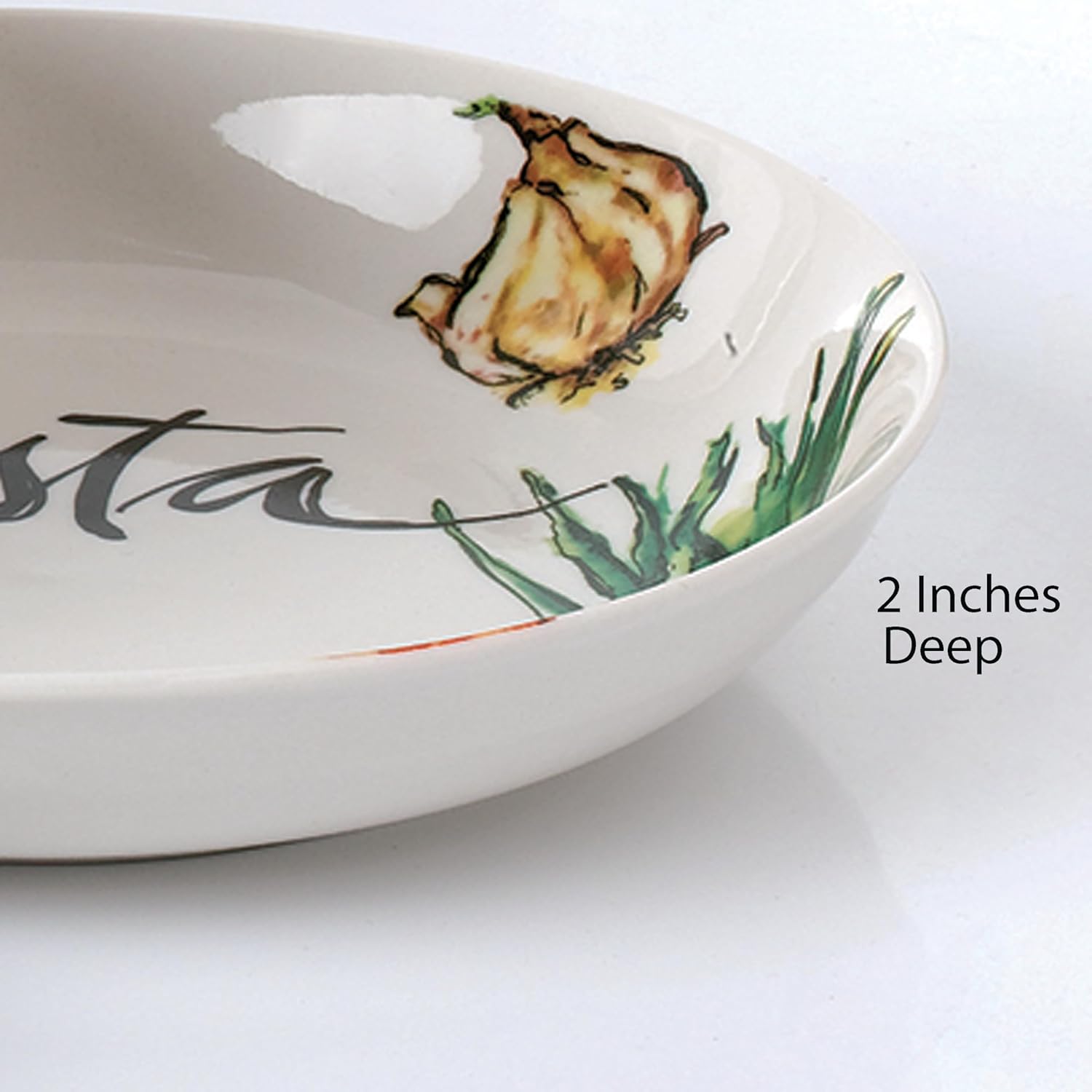 Lorren Home Trends 5Piece Porcelain Pasta Set Vegetable Design, Multicolor