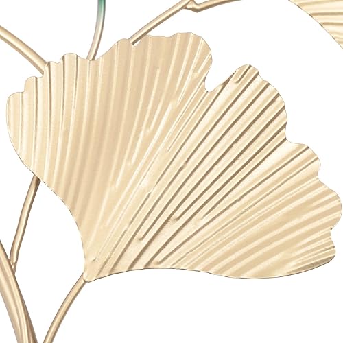 Miniatura 9 de Reloj de pared creativo de metal con diseño de hoja de ginkgo  30 pulgadas, diseño artístico silencioso sin tictac, hoja azul y dorada, decoración