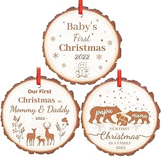 2022 Babys First Christmas Ornament Boy & Girl - Set of 3 | My First Christmas 2022 Ornament, Our First Christmas as Mom & Dad - Family Ornament My First Christmas Tree Decoration
