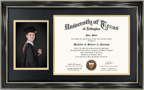 GraduationMall Marco de graduación de clase 2025 para diploma de 8.5 x 11 pulgadas y foto de 4 x 6 con tapa de graduación y soporte para borlas,