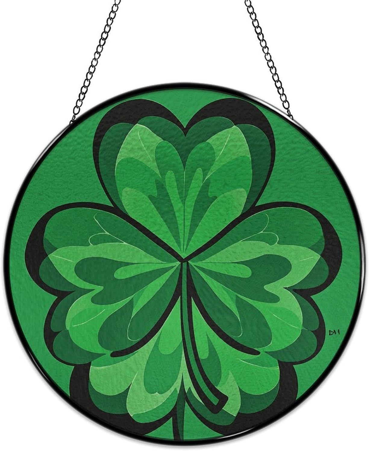 Stained Glass Hanging Sign Suncatcher, Green Shamrock
