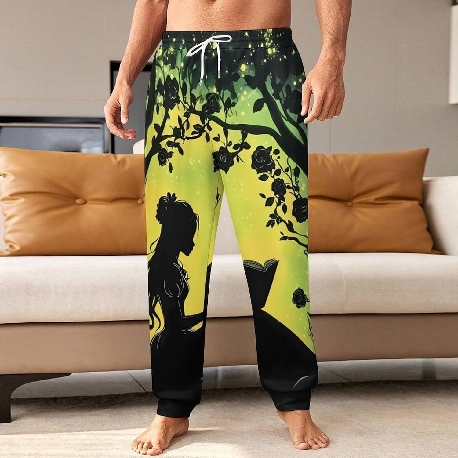 Girl Reading Book Men's Pants Athletic Workout Sweatpants Jogger Casual Pant for Sports Home