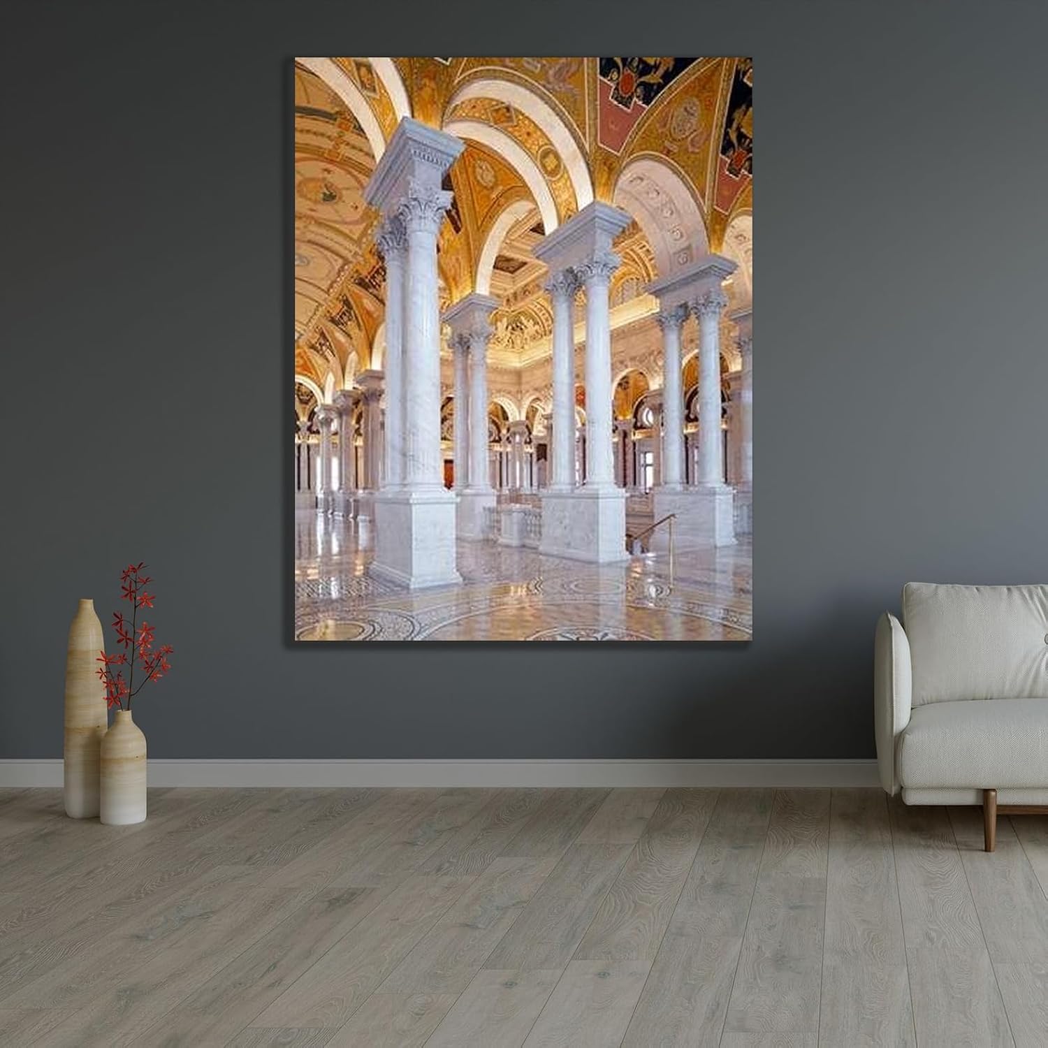 ArtDirect Great Hall, Second Floor, North, Library of Congress Thomas Jefferson Building, Washington, D.C., Custom Framed, Giclee Print or Canvas by Carol Highsmith