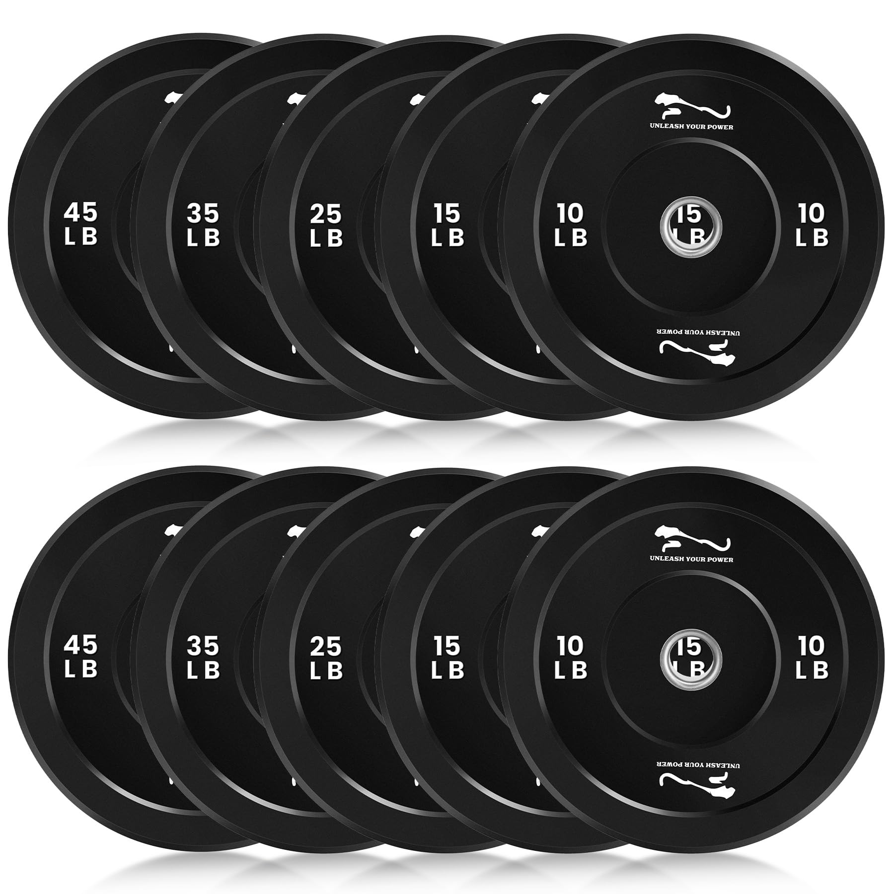 Weight Plates Set of 2, 2-Inch Universal Fit, Olympic Bumper Plates with Steel Insert for Strength Training, Rubber Weight Plates for Barbell Home Gym