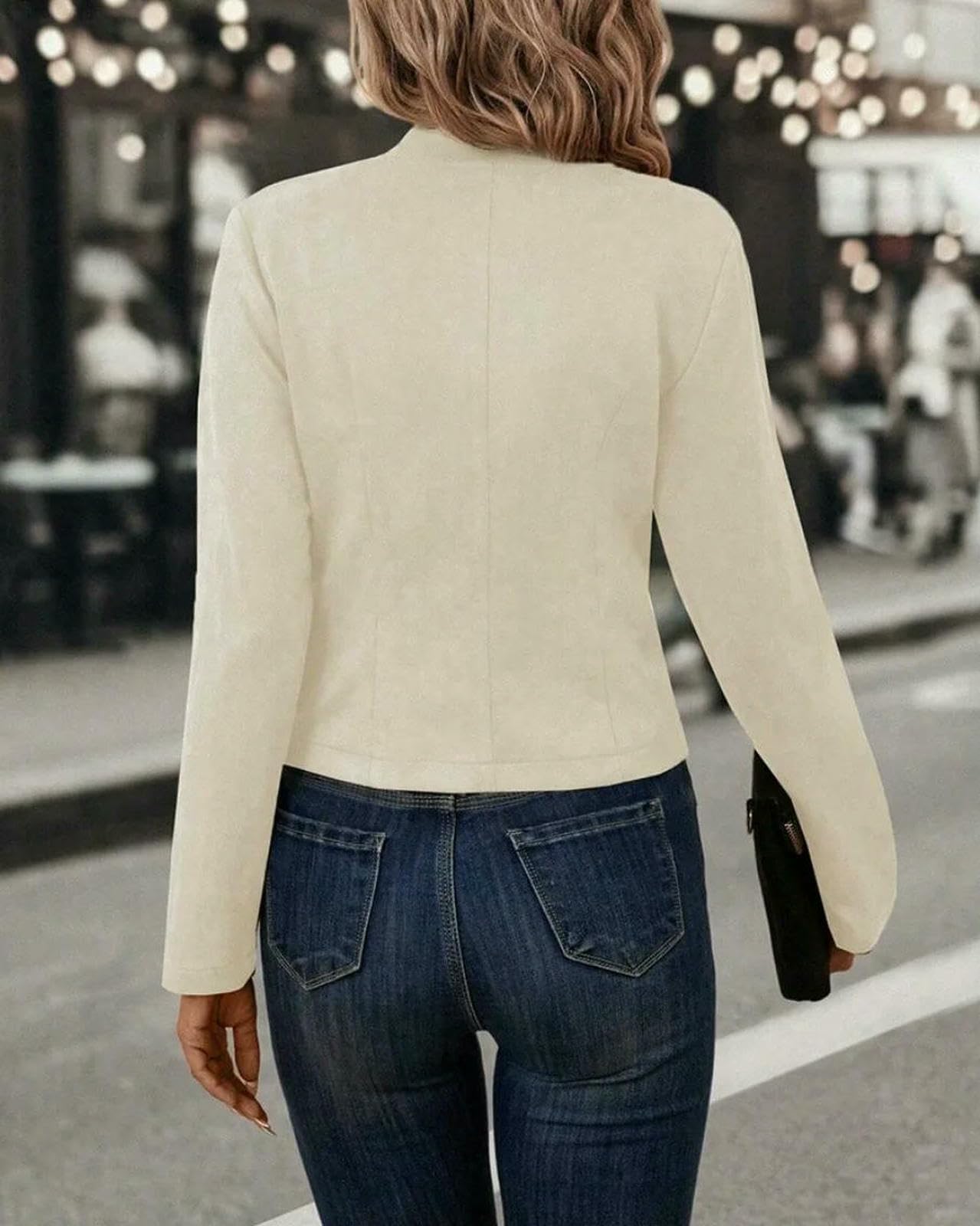 Damskie topy jesień zima nowa kurtka płaszcz kobiety moda długi rękaw guziki garnitury biuro elegancka wąska odzież wierzchnia