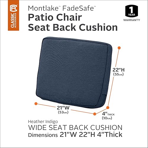 Miniatura 79 de Classic Accessories Ravenna - Cojín cuadrado para patio de 25 x 25 x 5 pulgadas, resistente al agua, con funda, para sillón de descanso, hongo