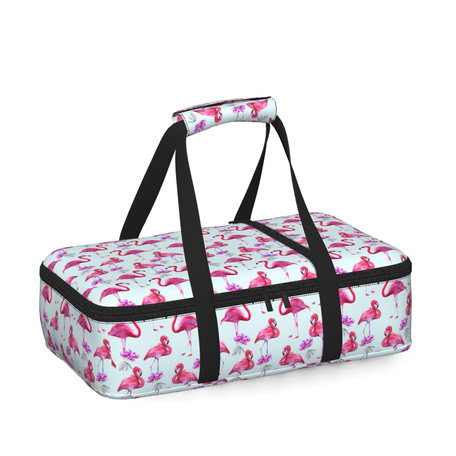 Pink Flamingos Print Insulated Thermal Food Storage Bag Daily Reusable Picnic Tote Lunch Box Home