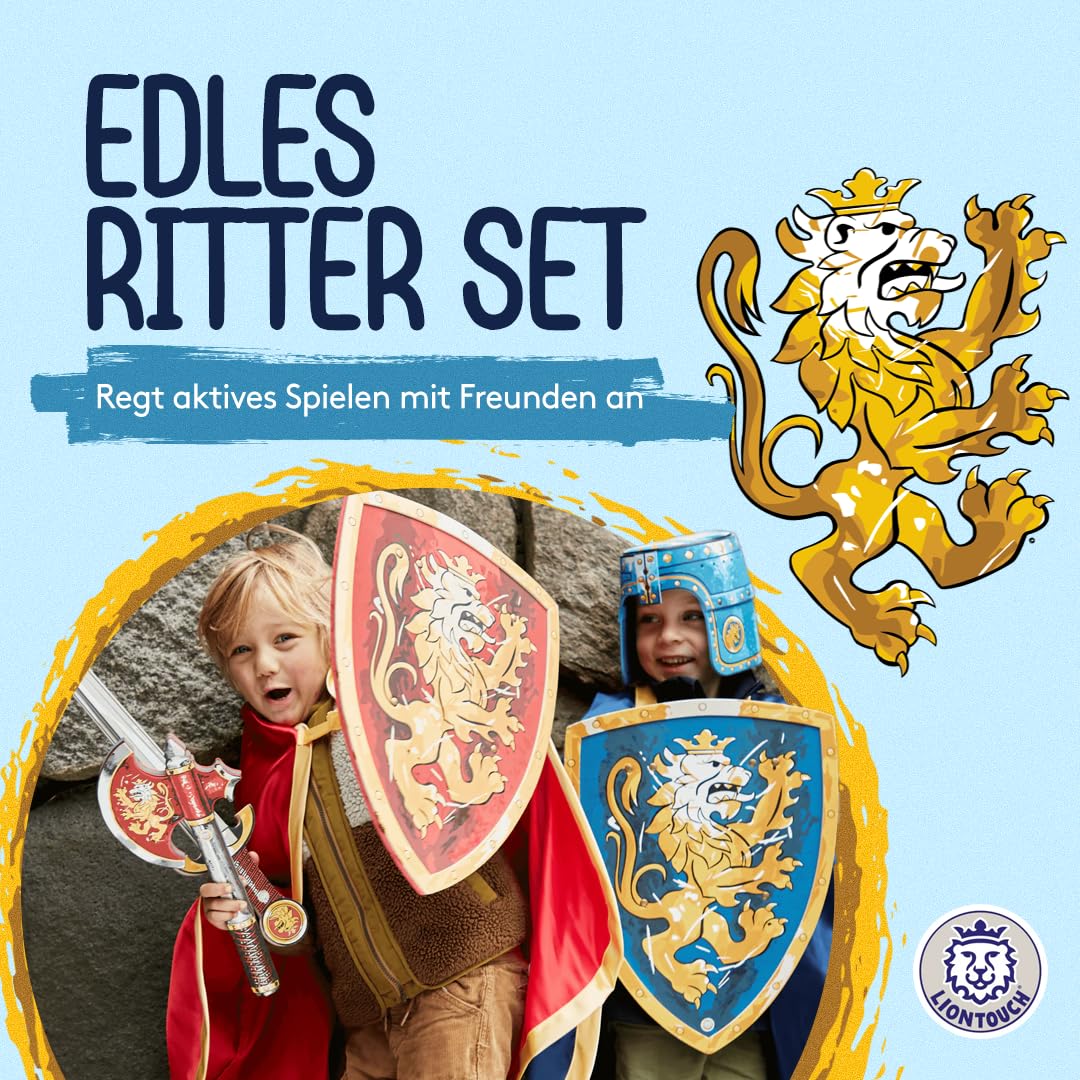 Liontouch - Edles Ritter-Set: Schwerter, Schilde & Äxte, Blau & Rot | Für Jungen von 3-8 Jahren | Mittelalterliches Spielzeug für Ritterkämpfe | Perfekt für Rollenspiele, Verkleidung & Kostüme