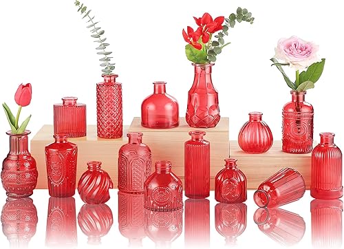 Miniatura 9 de Juego de 30 jarrones de vidrio a granel, pequeños jarrones de vidrio para flores como centros de mesa de boda para mesas, jarrones de flores