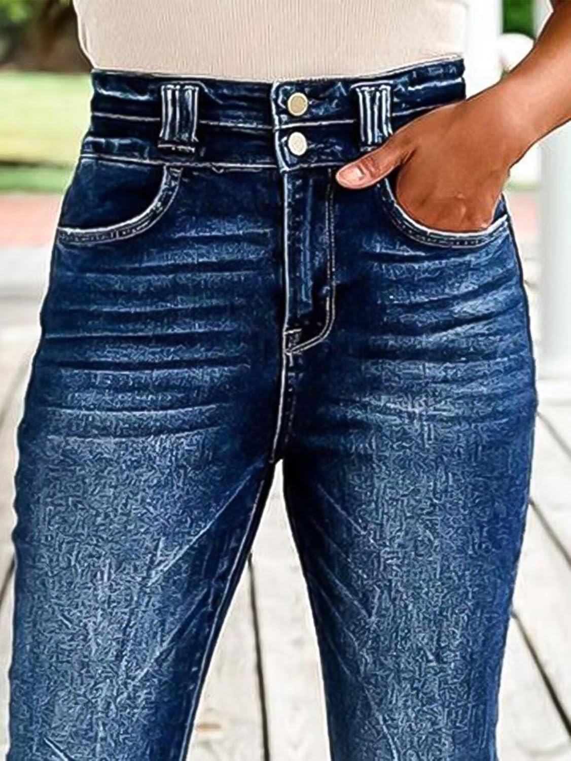 ジェイダ GYDA ハイウエストボタンスキニーデニムパンツ （アイスブルー） -靴＆ファッション通販 ロコンド〜自宅で試着、気軽に返品 Flamingals スキニージーンズ レディース ミッドライズ カジュアル ストレッチ ローヘム ダブルボタン ウォッシュドデニム