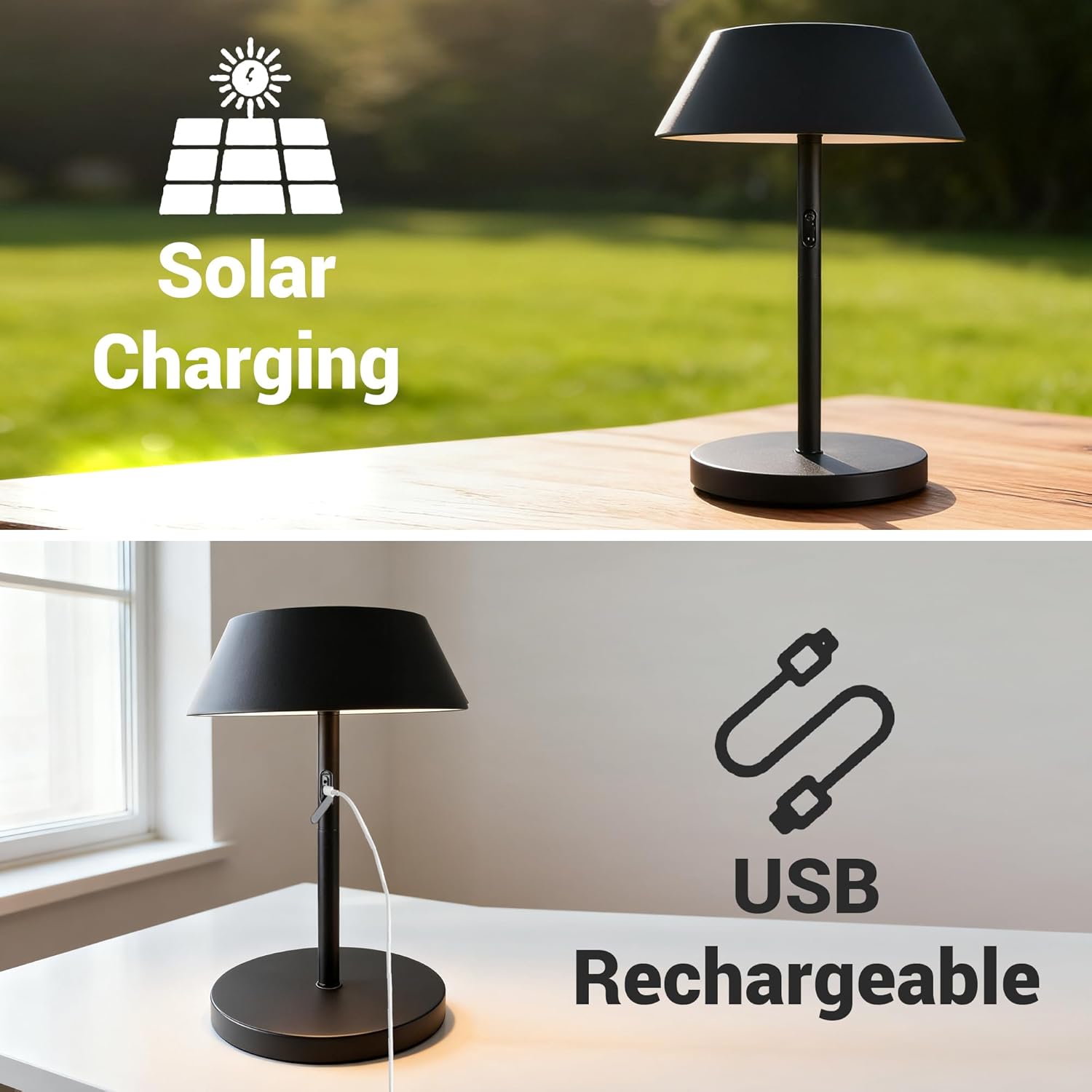 Outdoor Solar Floor Lamp 79”, Cordless Patio Lamp, Dimmable LED Standing Light with 5000mAh Battery, 3 Light Colors, Type-C, Waterproof for Garden Backyard Deck