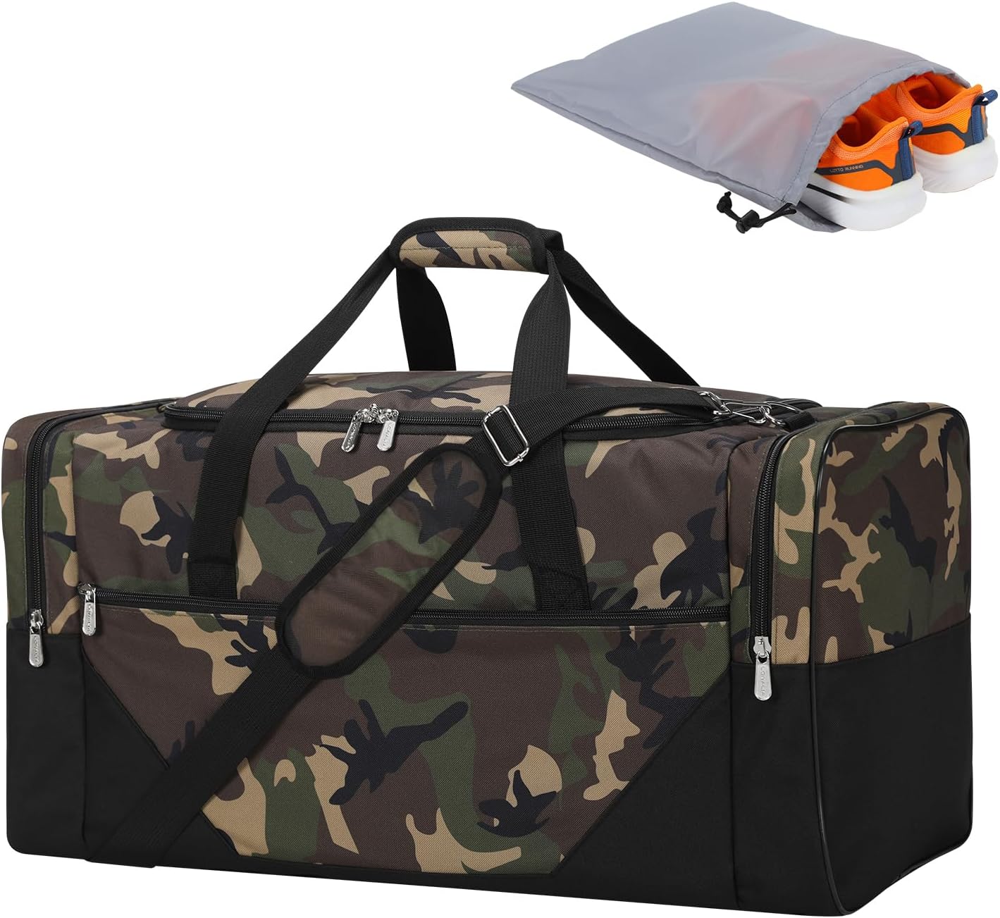 25 in Large Travel Duffel Bag for Men - 56L Roomy Weekender Bag with Trolley Sleeve (Camo)