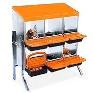 6 Or 8 Compartment Chicken Nest Box, Ventilated Metal Nesting with Roll Away Nesting Box, Secure Egg Collection & Protection,Rustproof Plastic Tray, Chicken Laying Box for Hen & Duck