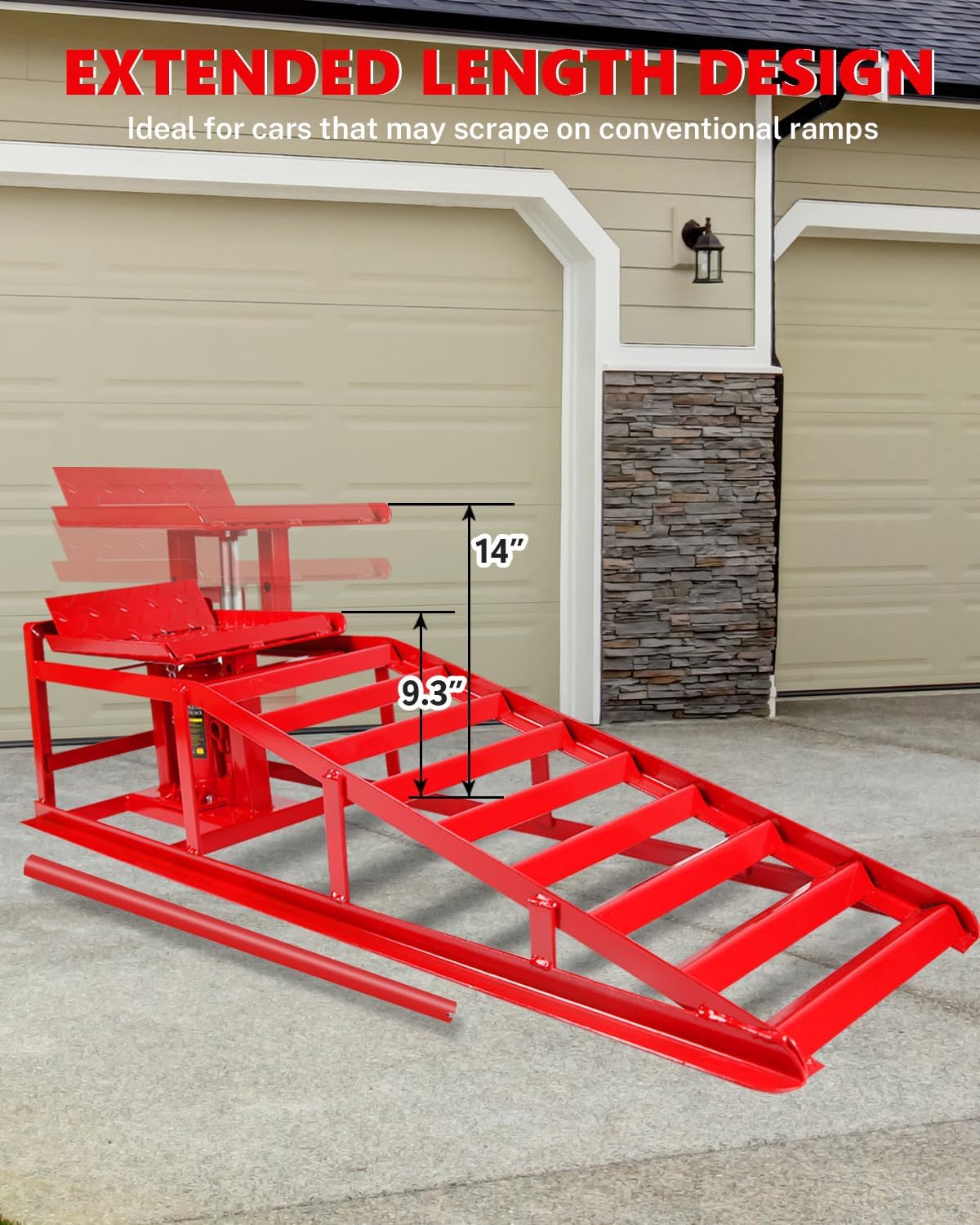 Hydraulic Car Ramps, 5T 11000lbs Low Pro-File Car Lift Service Ramps, Heavy Duty Steel Hydraulic Vehicle Ramps for Car Truck Trailer Garage Repair - 2 Pack