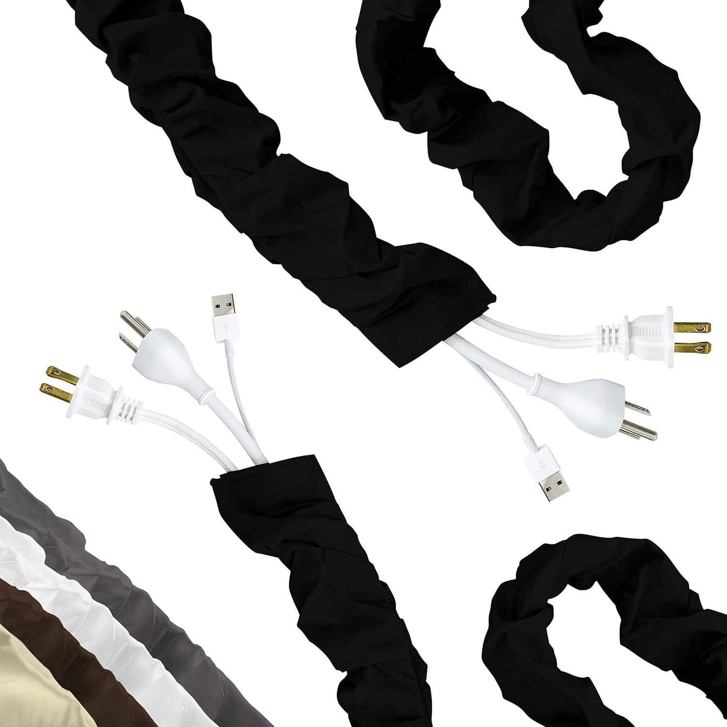 Cordinate Fabric Cord Cover, 6 ft, Hides Cables, Great for Lamps, Light Fixtures, and Desks, Cable Management, Easy Installation, Eggshell White, 40723 : Everything Else