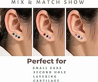 Vista 6 de Aretes de aro de plata de ley chapados en oro de 14 quilates con amatista morada para mujeres y niñas