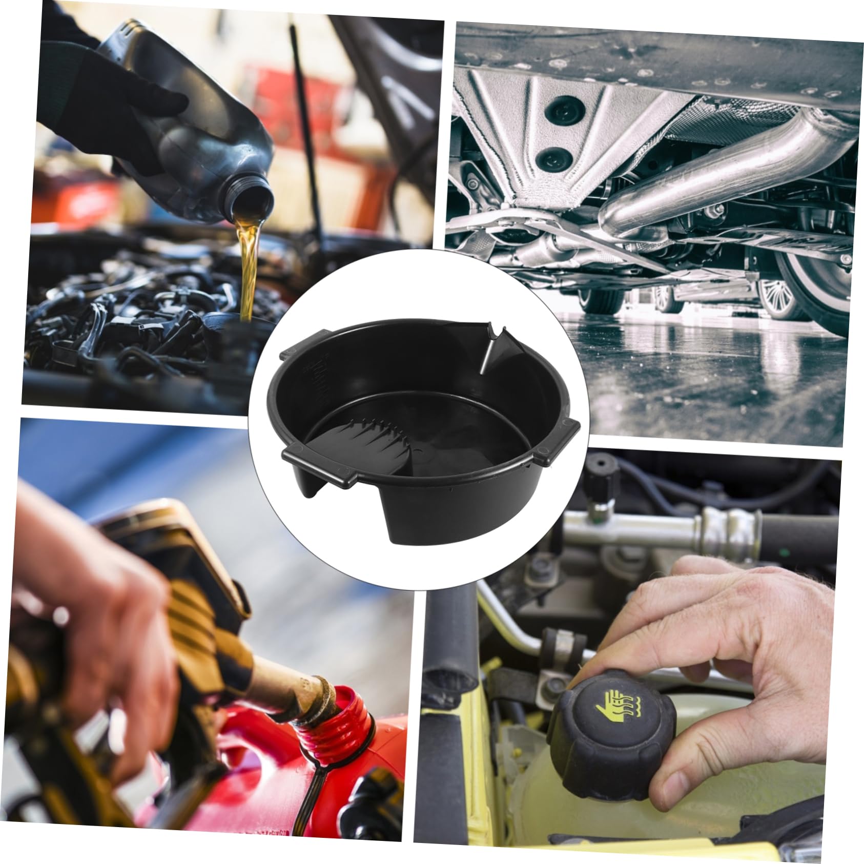 Ciieeo Bac Design Étanche Noir Grosse Capacité de Vidange Huile Moteur en Plastique pour Entretien et Réparation Automobile
