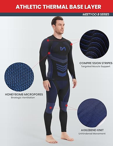 Vista 4 de Conjunto de ropa interior térmica para hombre, calzoncillos largos deportivos para hombre, traje de compresión de invierno para esquiar y correr.