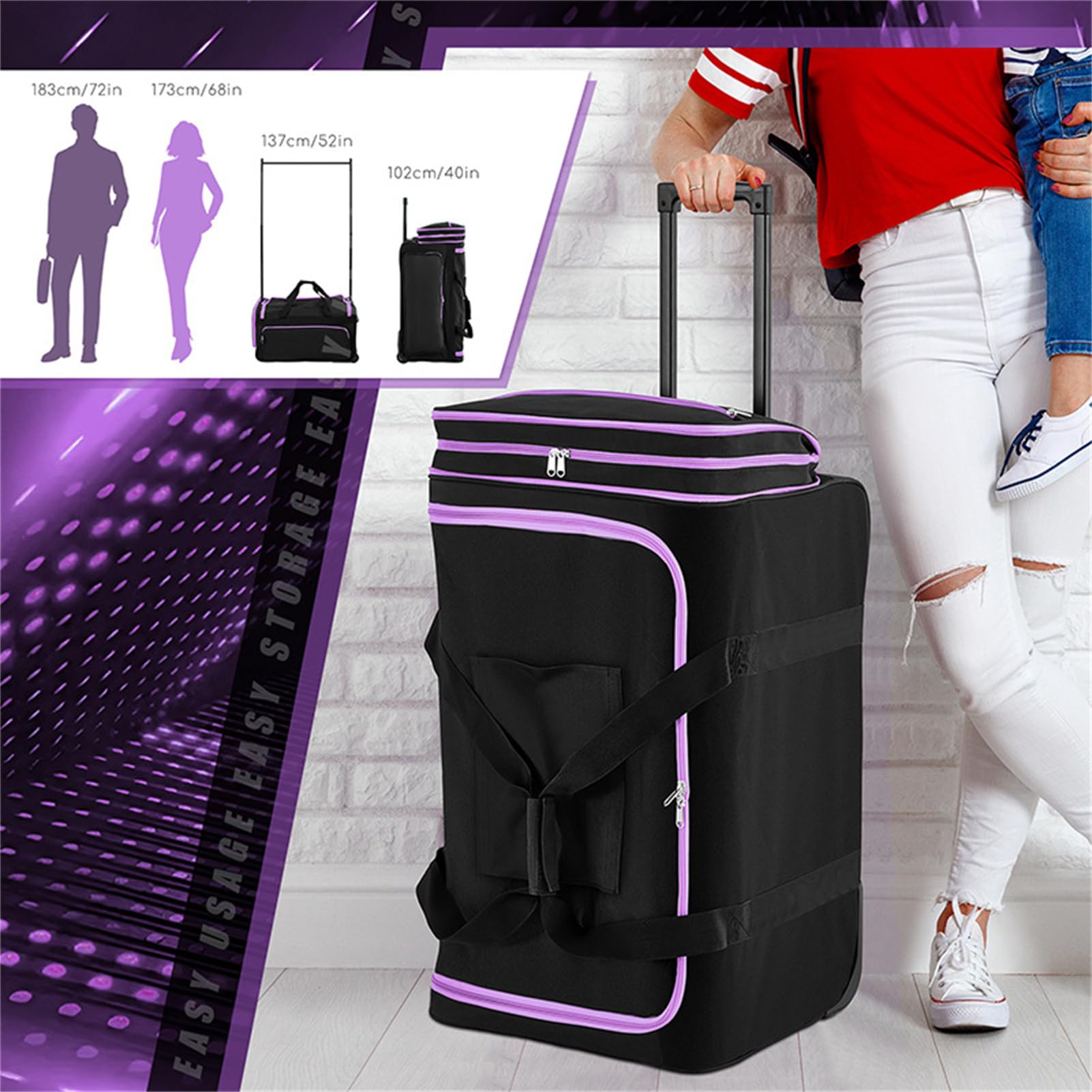 Amazon | Rahuel トラベルダンスバッグ、ガーメントラック付き