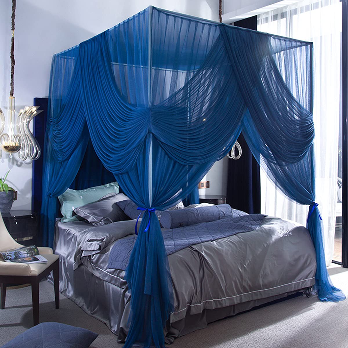 Baldaquin de lit de style Cour avec moustiquaire 100% polyester haute densité