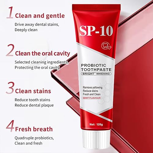 Miniatura 3 de SP-10 Pasta de dientes probiótica, SP-10 Pasta de dientes probiótica blanqueadora, aliento fresco, cuidado de limpieza profunda 4.23oz