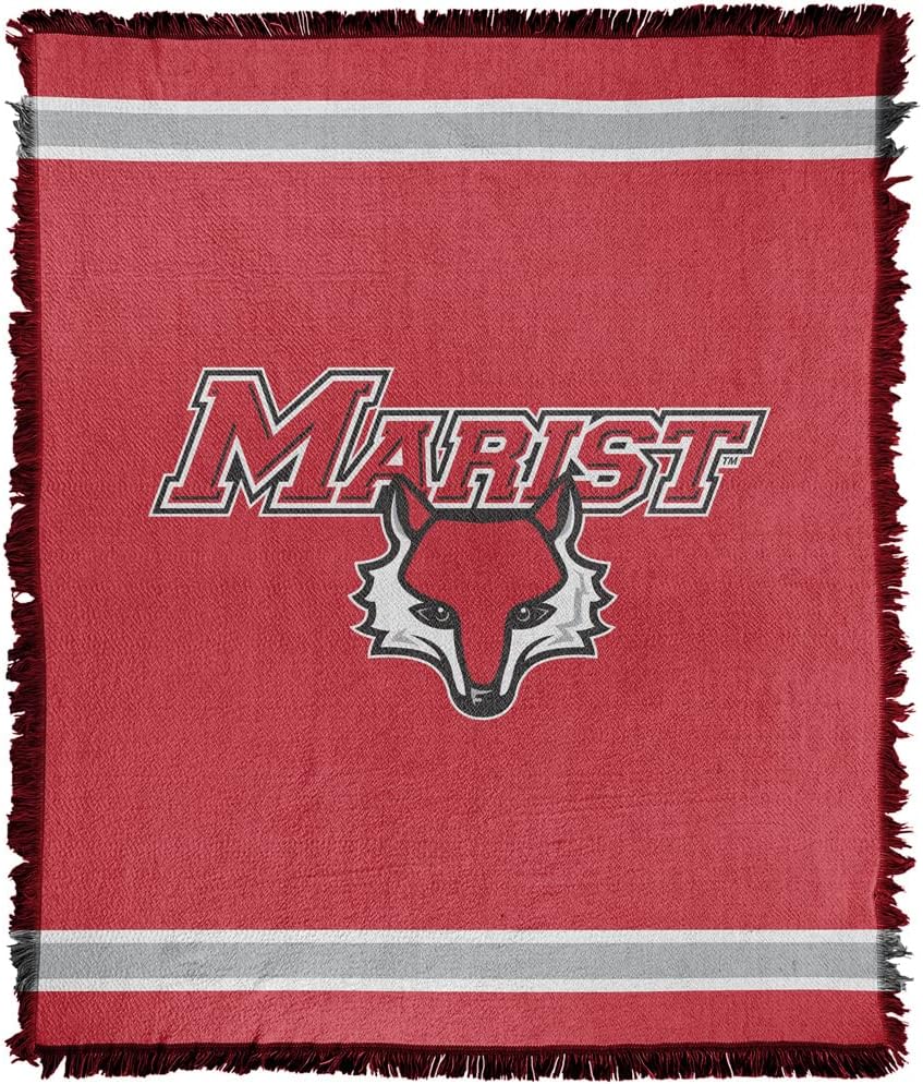 LOGOVISION Marist College Blanket, 50"x60" Primary Logo Woven Tapestry Cotton Blend Fringed Throw Blanket