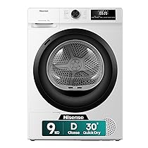 Hisense DHQE900UWDC Asciugatrice A Pompa Di Calore, 9 Kg, D, Bianco, Big Display, 15 programmi, Refresh