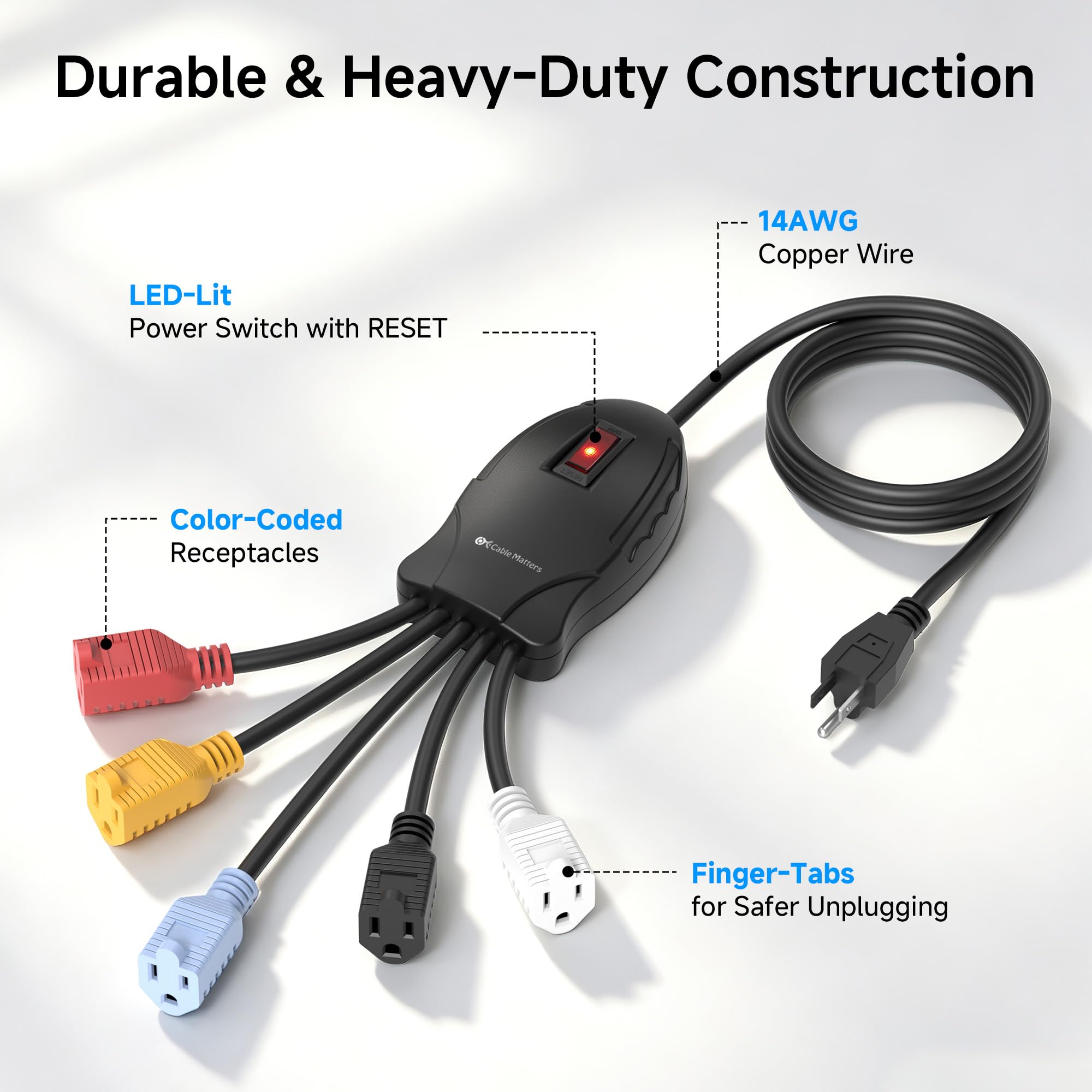 5 Outlet Power Cord Splitter - Power Squid -5 5 Outlet Power Cord Splitter - Power Squid -5