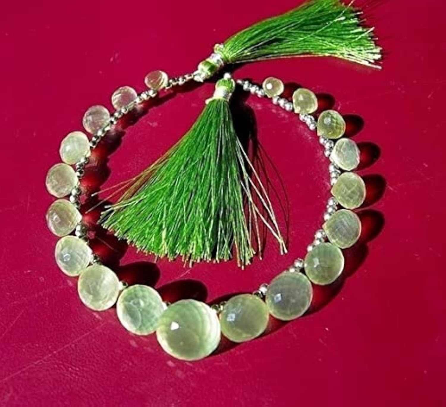 Prehnite briolette facette oignon 6-10mm fil perles pour création de bijoux