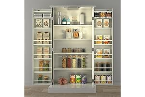 Stand Alone Pantry for Kitchen - 50" LED Kitchen Pantry Cabinet