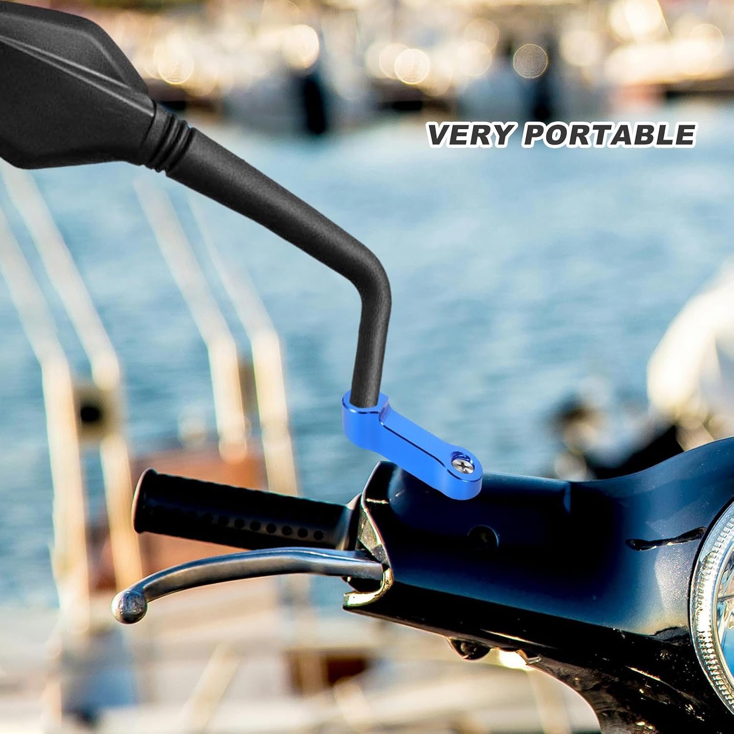 4pcs Motorcycle Rearview Mirror Extension Bracket - Aluminum Alloy Mirror Mount Adapter for 15/10mm Handlebar - Riser Extenders for Motorbikes Blue
