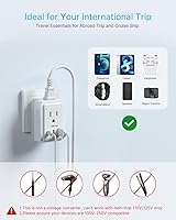 Vista 6 de VINTAR - Paquete de 3 adaptadores de enchufe de viaje europeos, adaptador de enchufe internacional plegable con 2 salidas de CA y 3 puertos USB