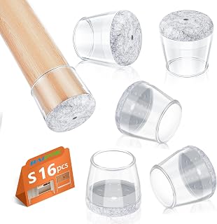 BAIPOK 16 Piezas Protectores de Silla, Fundas de Silicona para Piernas de Silla con Fieltro Envuelto, Almohadillas Protectoras para Pies de Muebles