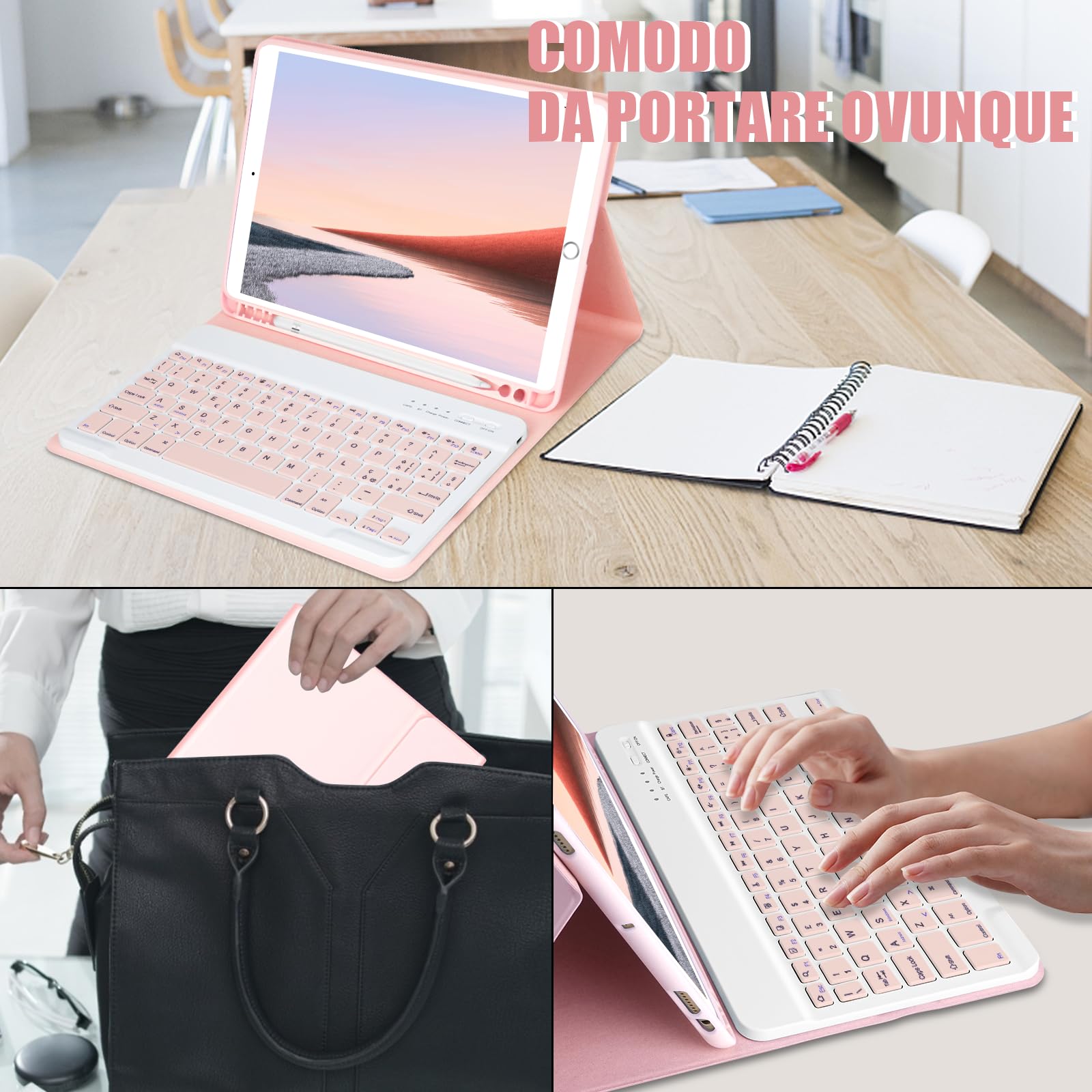 Coque Clavier Bluetooth Pour IPad 9.7" / Air 2 / Pro 9.7 - AZERTY Français - Housse Protection Avec Réveil Automatique (Champagne)