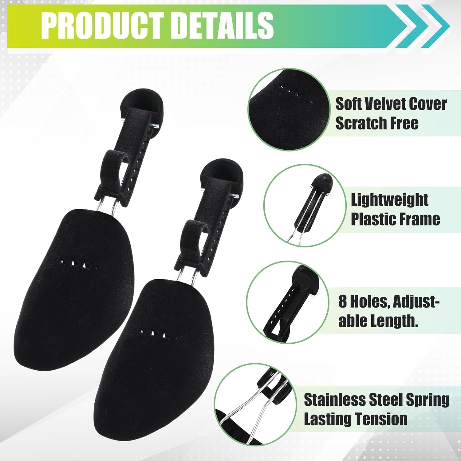 Hercicy 6 Pairs Velvet Shoe Trees for Men & Women - Adjustable Plastic Shoe Tree Stretcher & Shaper, Prevents Creases, Maintains Sneaker Fit