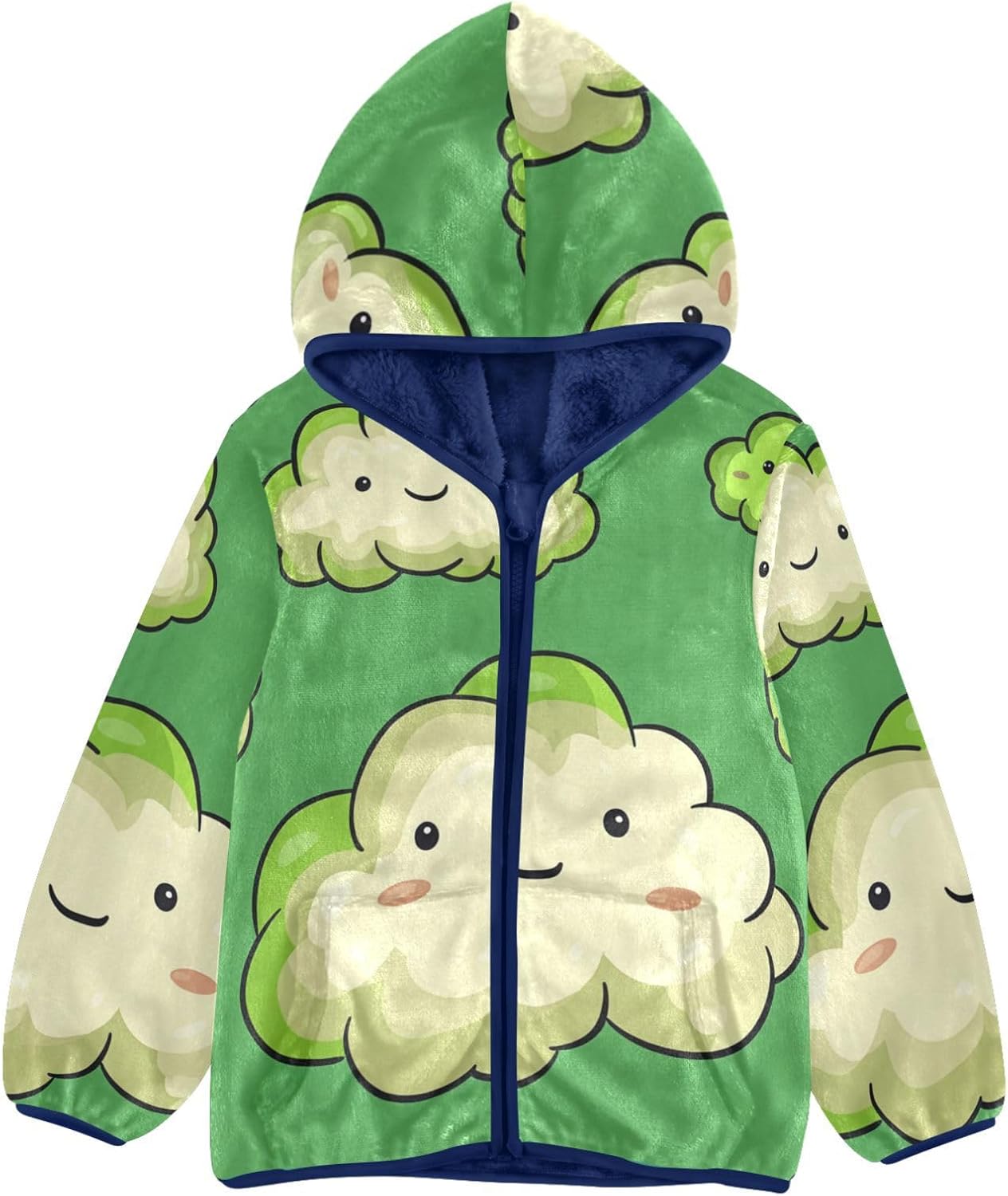 Cartoon Cloud Hooded Fleece Jacket Toddler Outerwear Jackets Navy Blue Baby Boys Clothes Winter