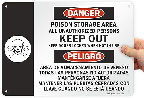 Miniatura 10 de SmartSign Letrero bilingüe "Danger - Poison Storage Area"  Aluminio de 10 x 14 pulgadas
