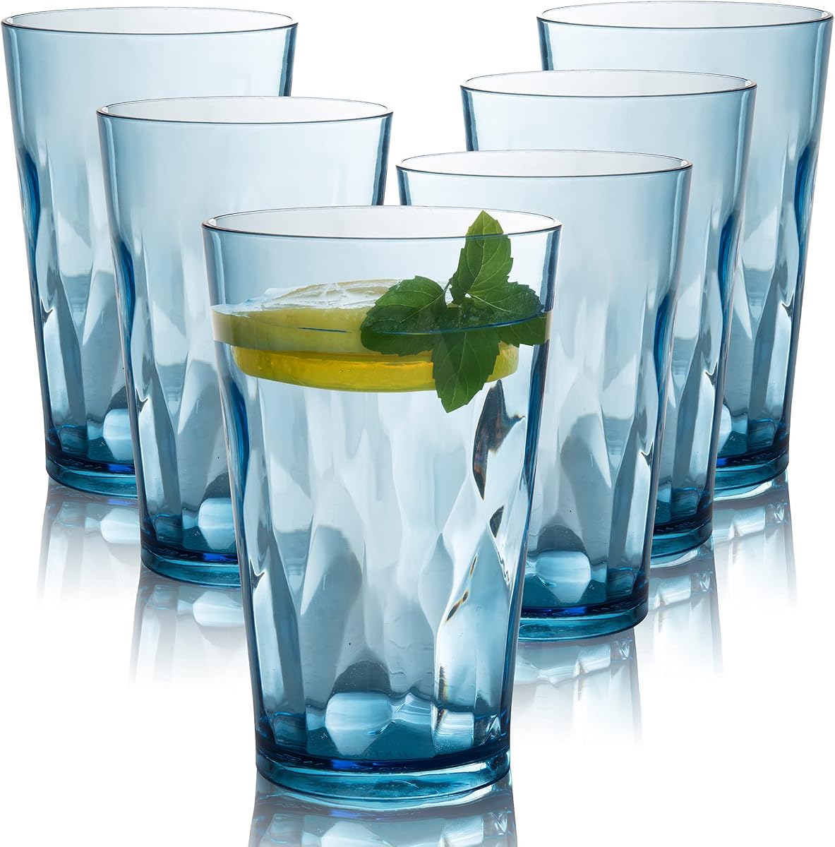 JGIRL Vasos de plástico irrompibles, juego de 6,16 onzas (azul) | Vasos de plástico de 16 oz, vasos para beber inastillables, vasos de vidrio de plástico, vasos para cocina, juego de tazas, aptos para lavavajillas