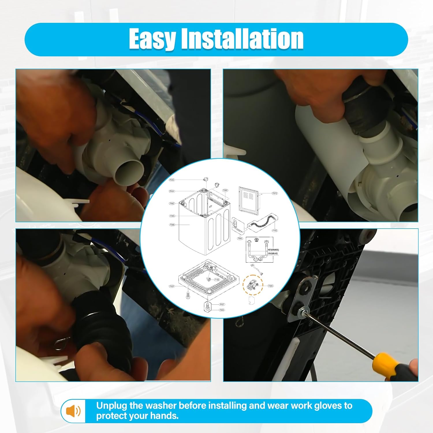 4681EA1007A DP040-012 Washer Drain Pump Assembly(OEM) Compatible with LG WT1501CW WT1201CV WT1201CW WT4870CW, Kenmore 796.31513210 and More, Replacement Parts 2649379 AP5672914 EAP7785119 PS7785119