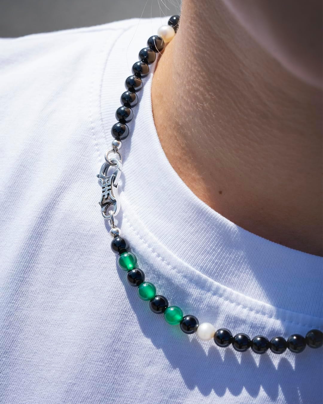 TROLLBEADS Dreams of Tranquility Necklace - Handcrafted Gemstone Necklace with Onyx, Moonstone, & Pearls | Authentic Brand Necklace | Gemstone | Walk the Journey Collection Design Group