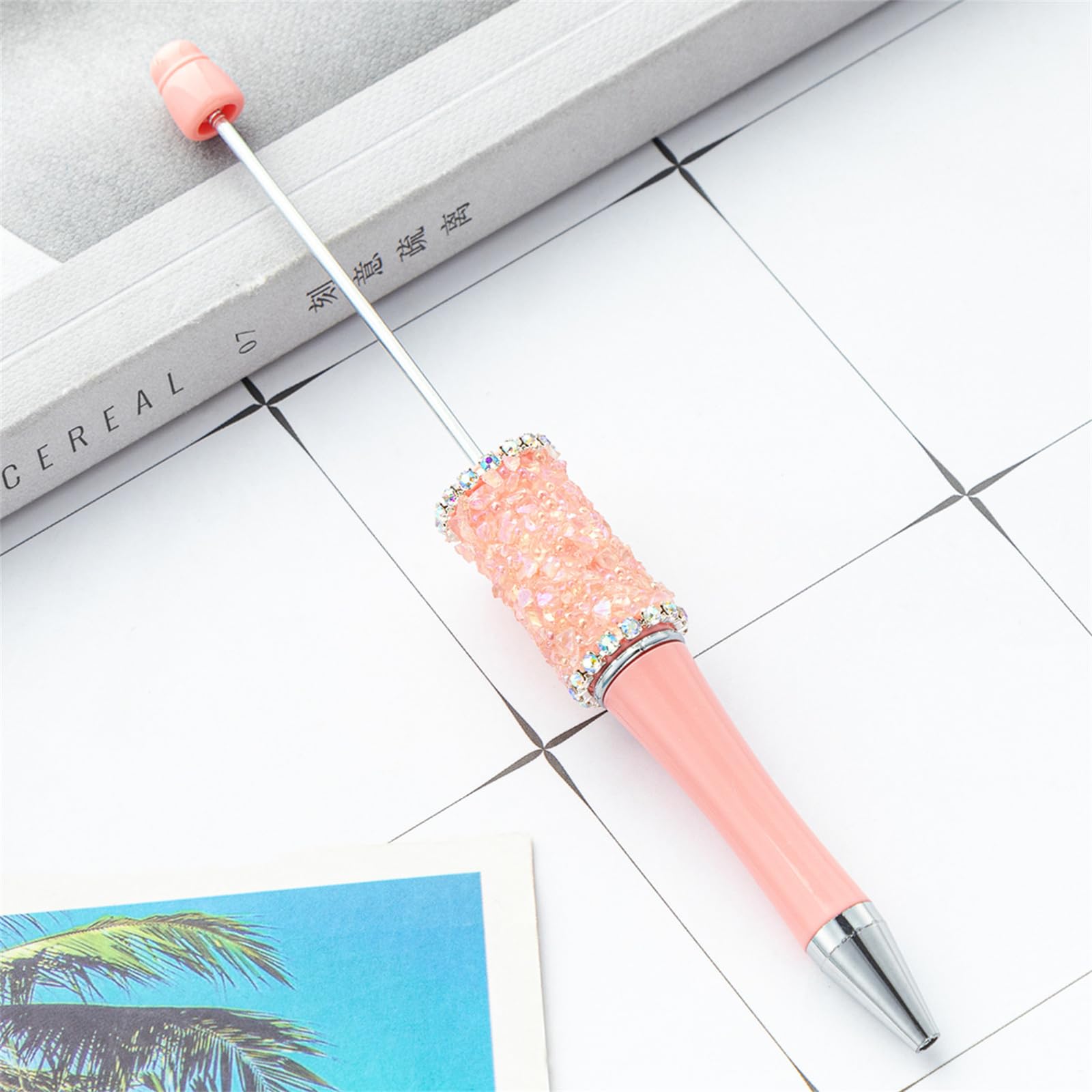 Beadable Ballpoint Pen Retractable Ballpoint Pen Rhinestones Beadable Pen for Student Boy Girl Reward Birthday — view 6