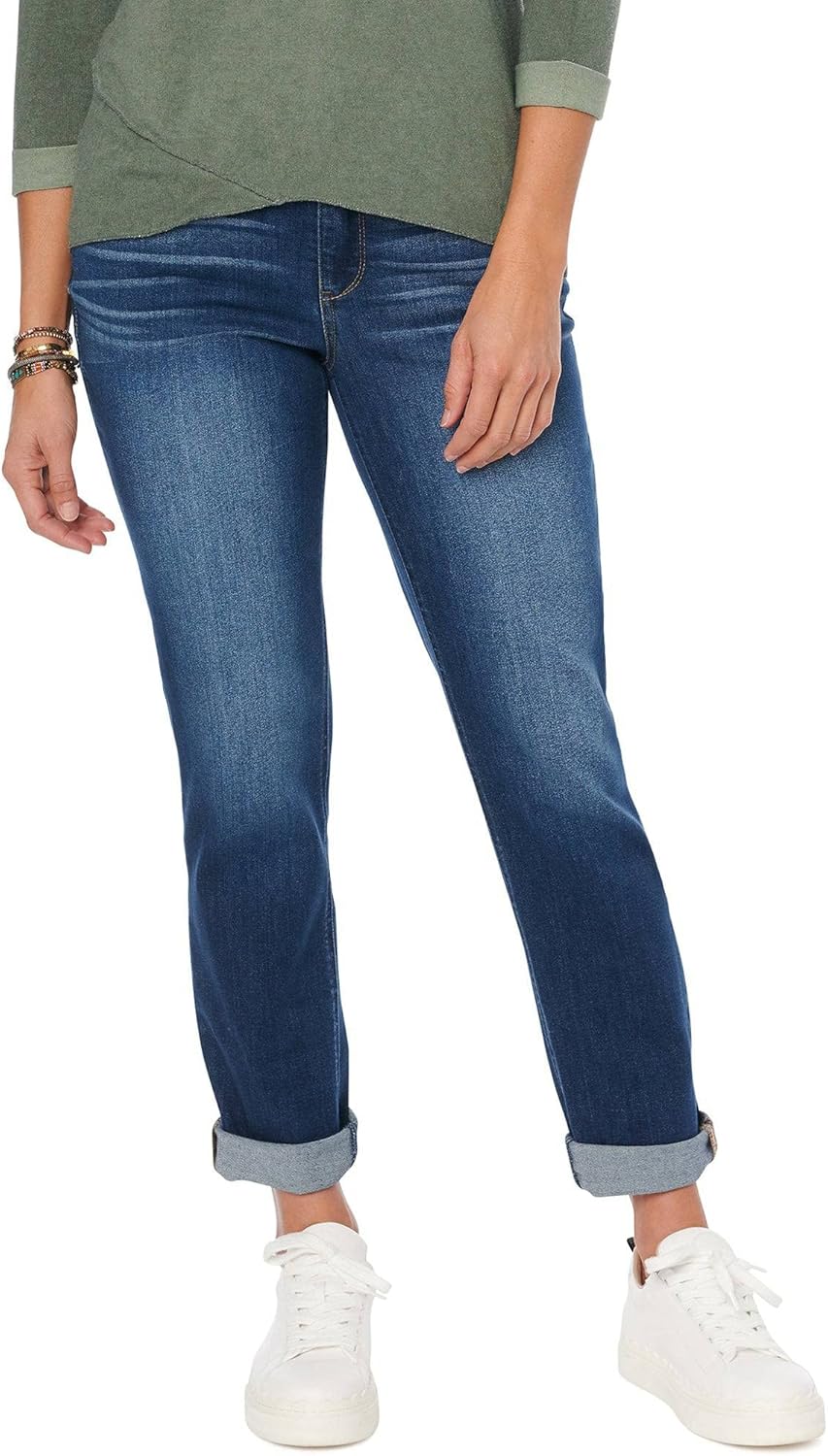 Ab"solution® Cuffed Blue Denim Girlfriend Jean