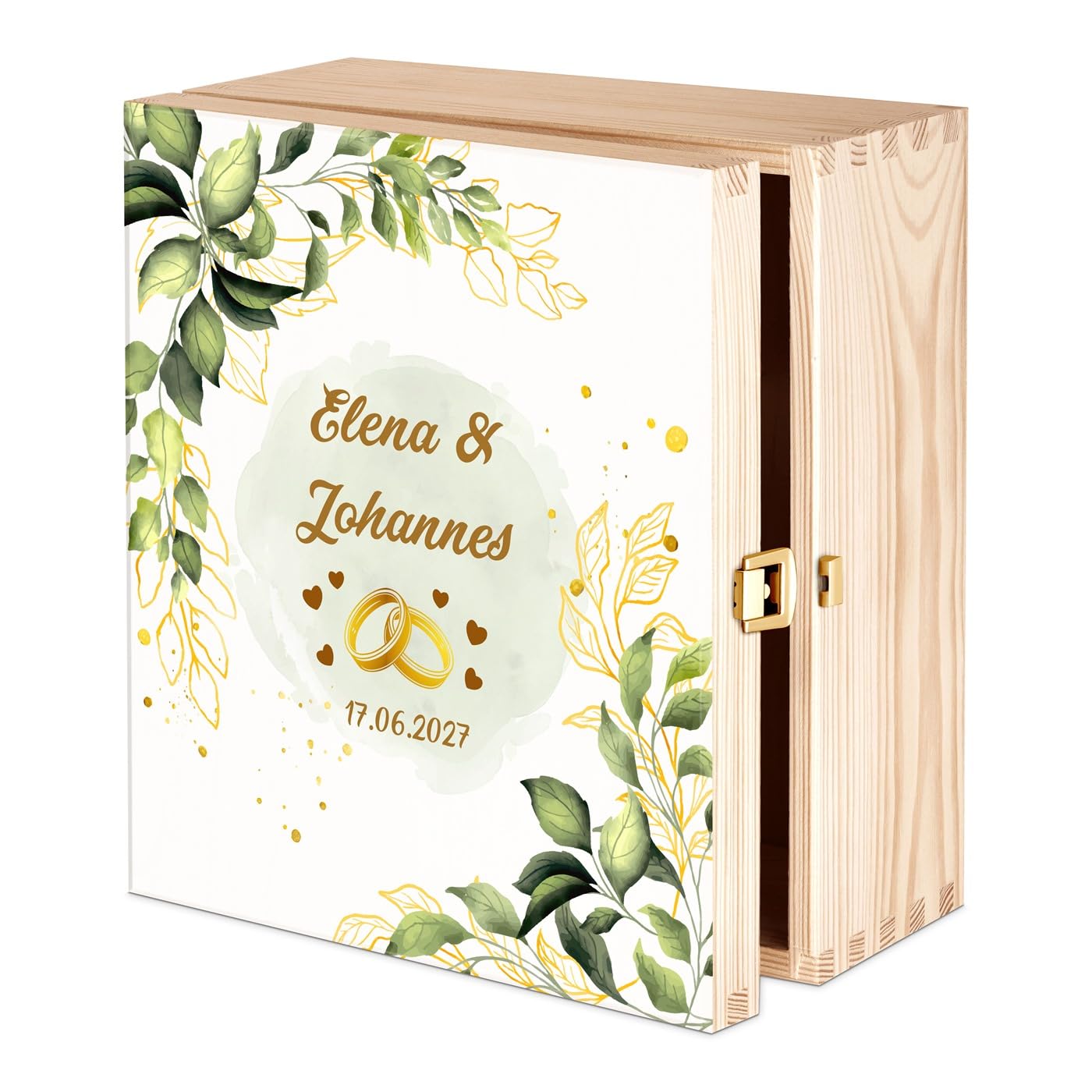Maverton 2 Sektgläser mit Gravur in Holzkiste - Champagner Gläser 220ml - personalisierte Geschenke für Paar - Hochzeitsgeschenke für Brautpaar - Geschenk Hochzeit