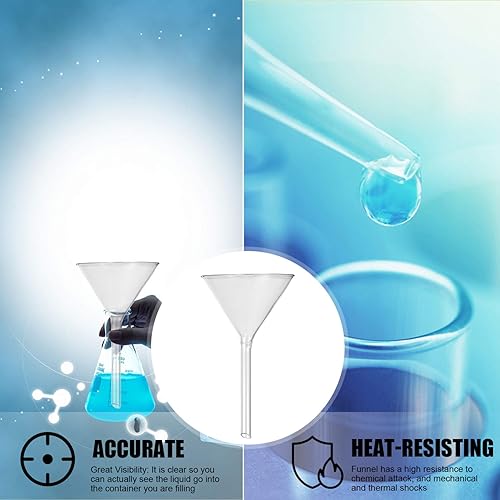 Miniatura 7 de Hemobllo Juego de embudo de vidrio de embudo de polvo, cristalería para laboratorios de 1.772 in, 1.969 in, 2.953 in, 3.937 in (4 piezas)