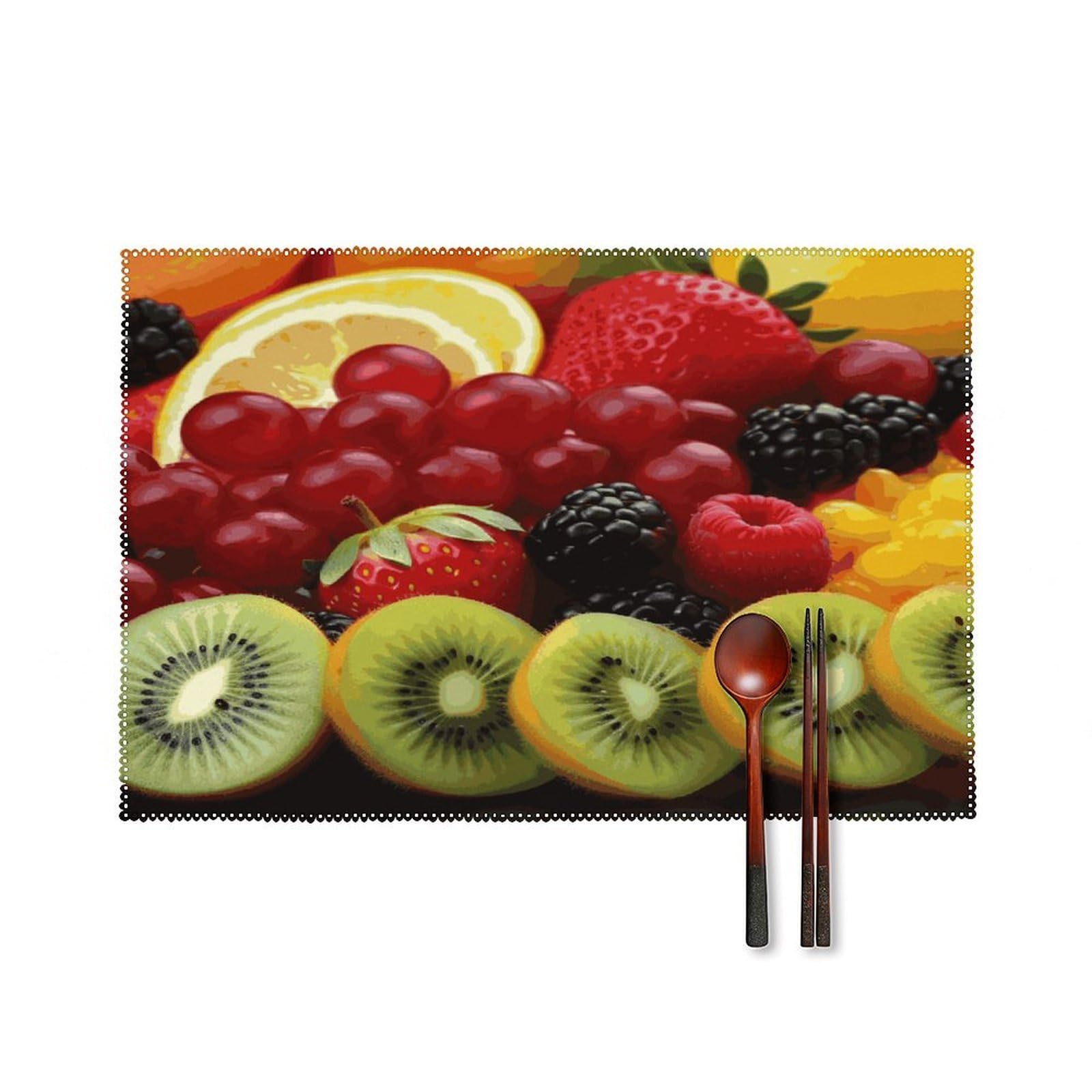 Fekiloot Style Fresh Fruit Placemats Set Of 6,Table Mat