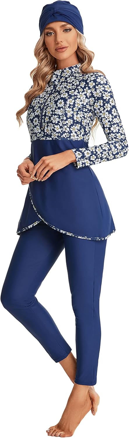 Modest Swimsuit for Women Plus Size Bukini for Girls Full Coverage Bathing Suit Swimming Costume