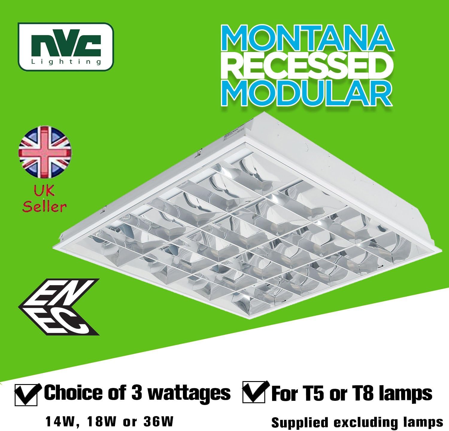 NVC recessed modular fittings 4*T5/T8 with louvre or TPA/TPB 15-24mm T ceiling