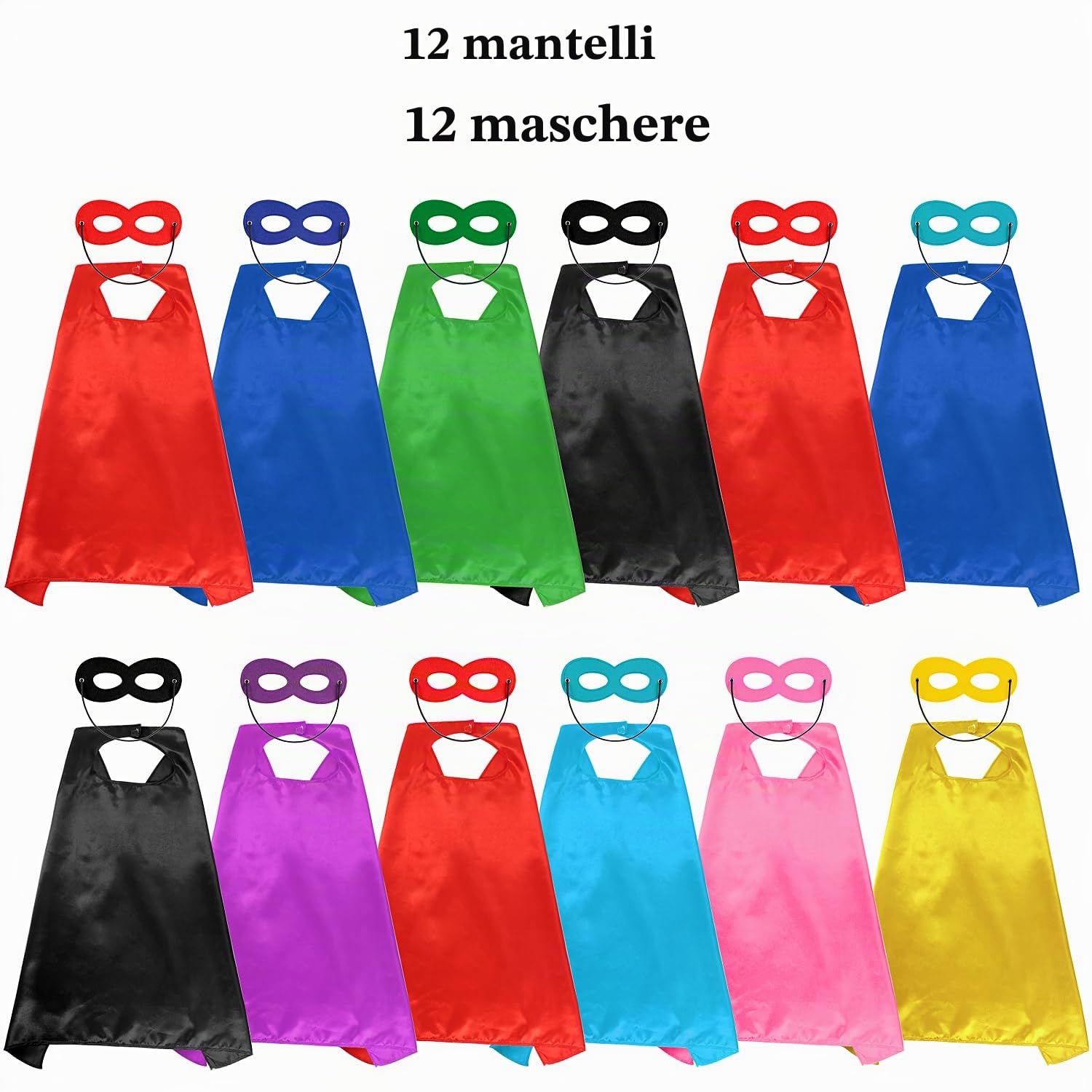 vamei 12 Pezzi Costumi da Supereroi Mantello Supereroi e Maschere Festa Compleanno Carnevale Halloween Costume Gioco Travestimento Mantelli Supereroi Giocattoli Regalo per Bambini Bambina