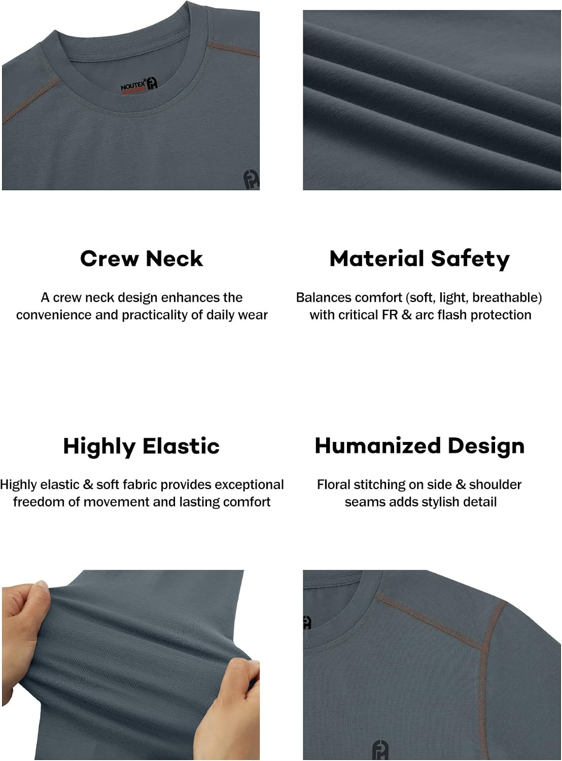 FR Shirts for Men 6oz Lightweight Stretch Work Shirt with Decorative Shoulder Stitch Design Flame Resistant Long Sleeve CAT2