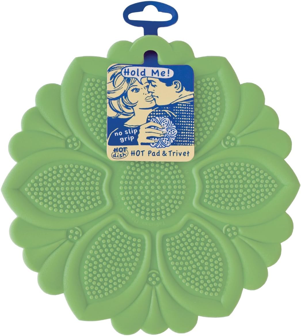 Talisman Designs No-Slip Grip Silicone Hot Pad & Trivet, Surface Protection from Hot Dishes, Up to 500-Degree Heat Resistance, Multipurpose Kitchen Supplies, Green (Set of 1) image 4